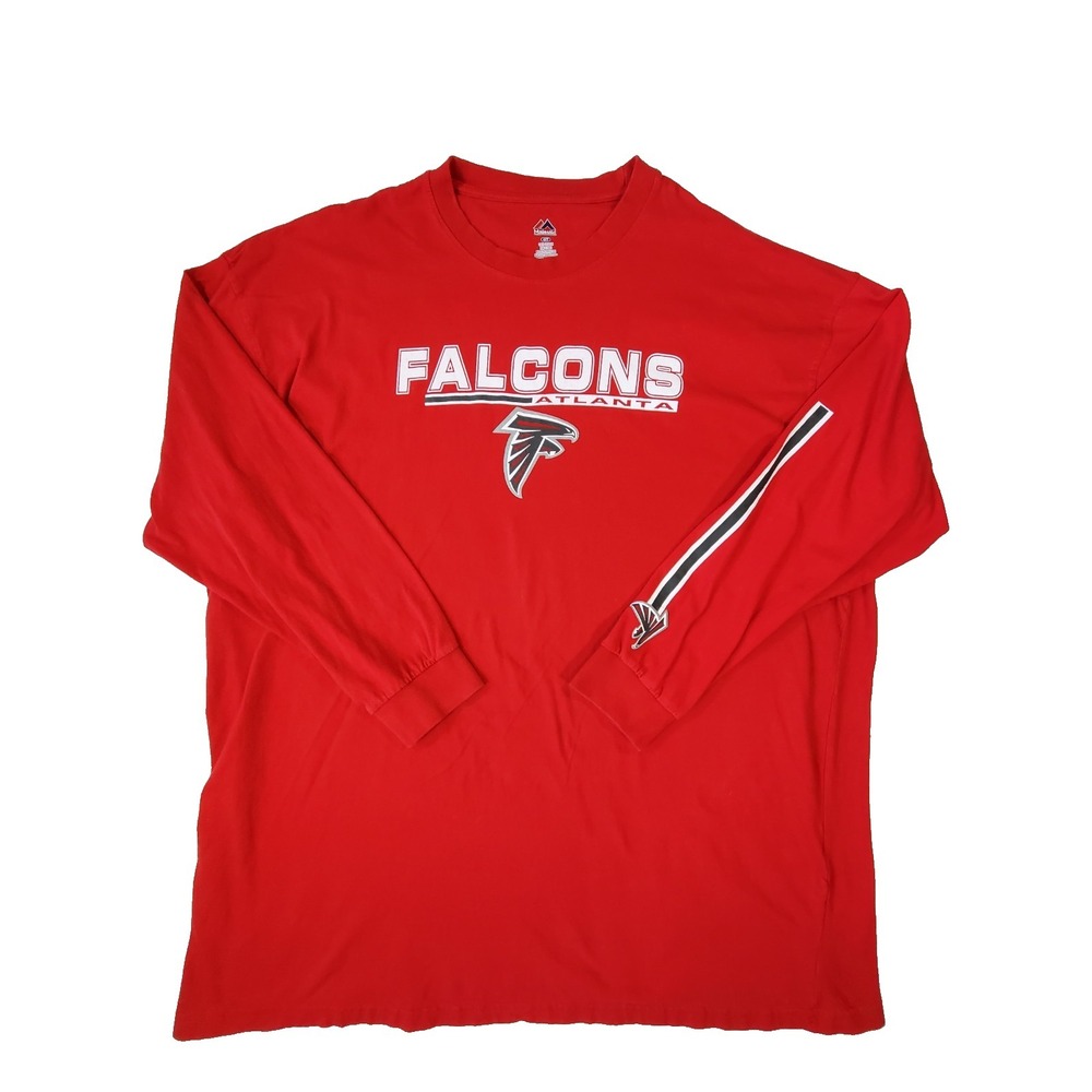 Atlanta Falcons Majestic Long Sleeve Shirt Mens 4XT Red NFL‎ Graphic Tee